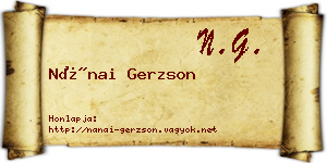 Nánai Gerzson névjegykártya